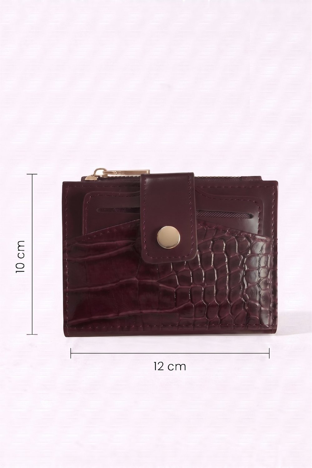 Çıtçıtlı Timsah Desen Bordo Cüzdan