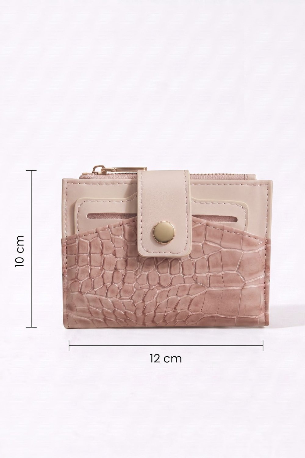 Çıtçıtlı Timsah Desen Pudra Cüzdan