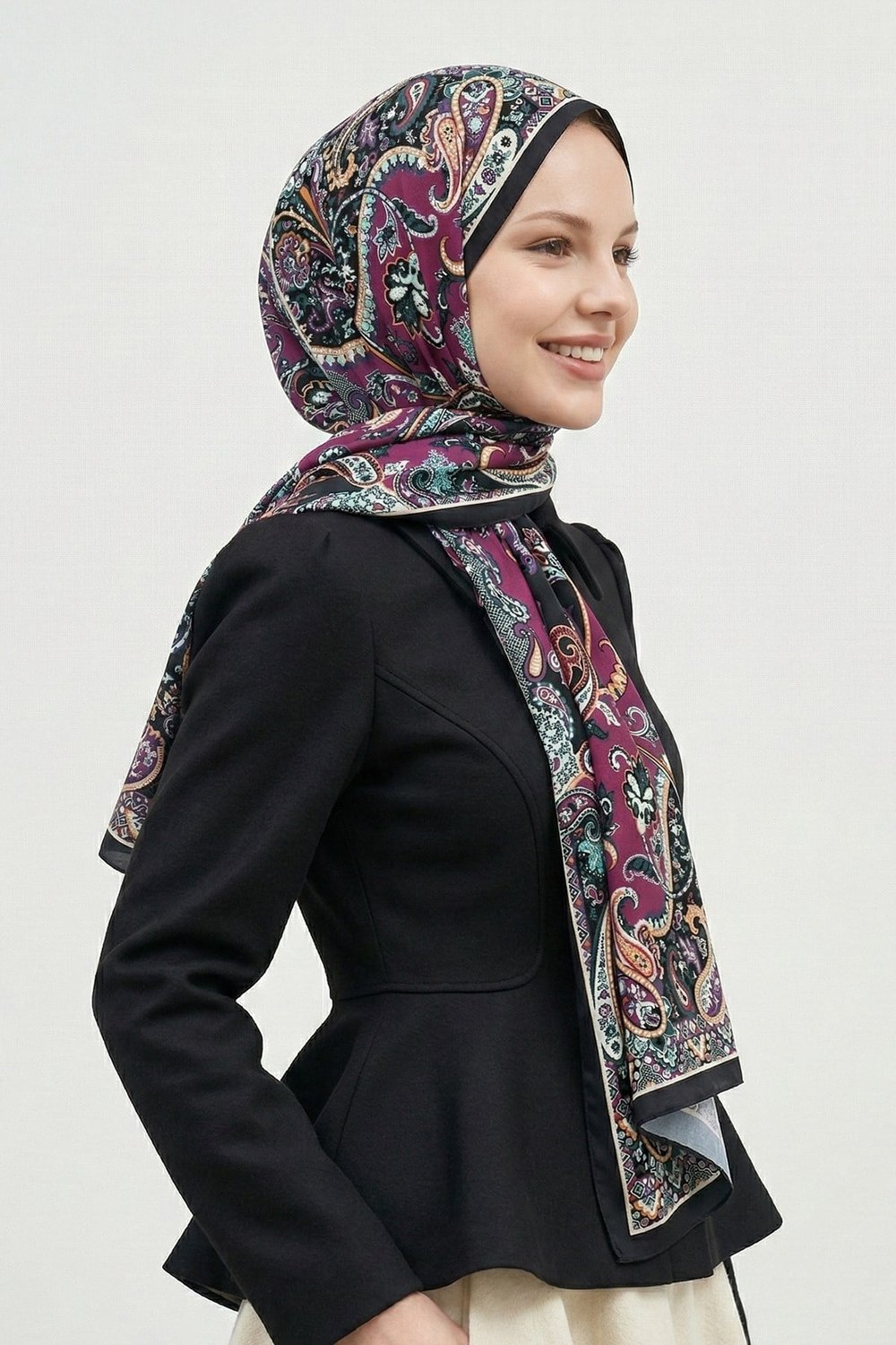 Damla Motif Desenli Bordo Soft Pamuk Şal