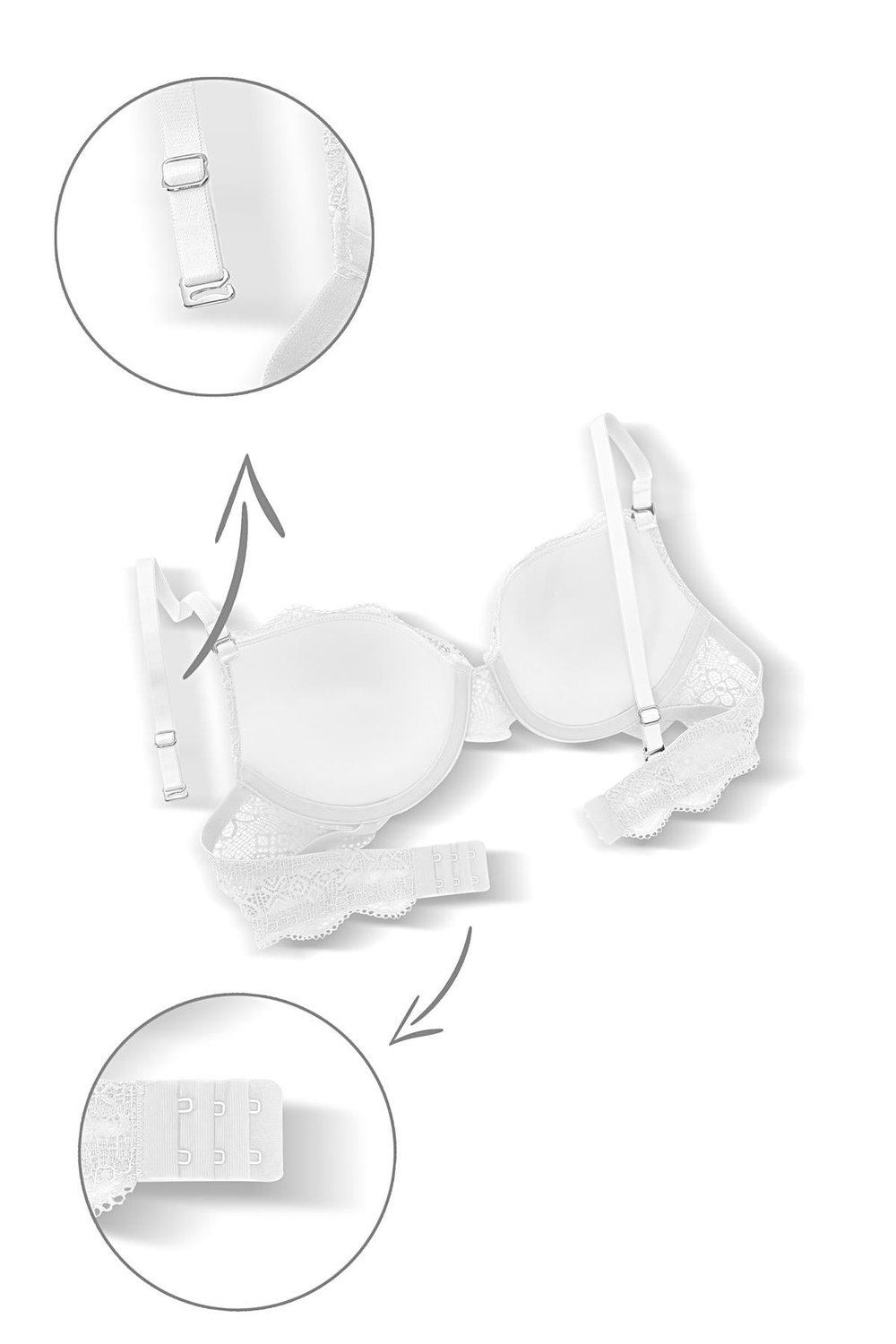 Dantelli Dekolte Dolgulu Push-Up Takım - Ekru - 2735