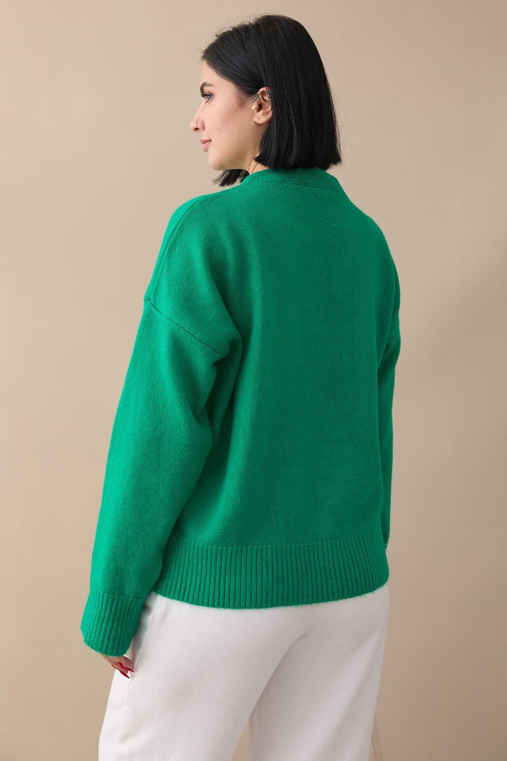 Seashell Stone Emerald Green Knit Sweater