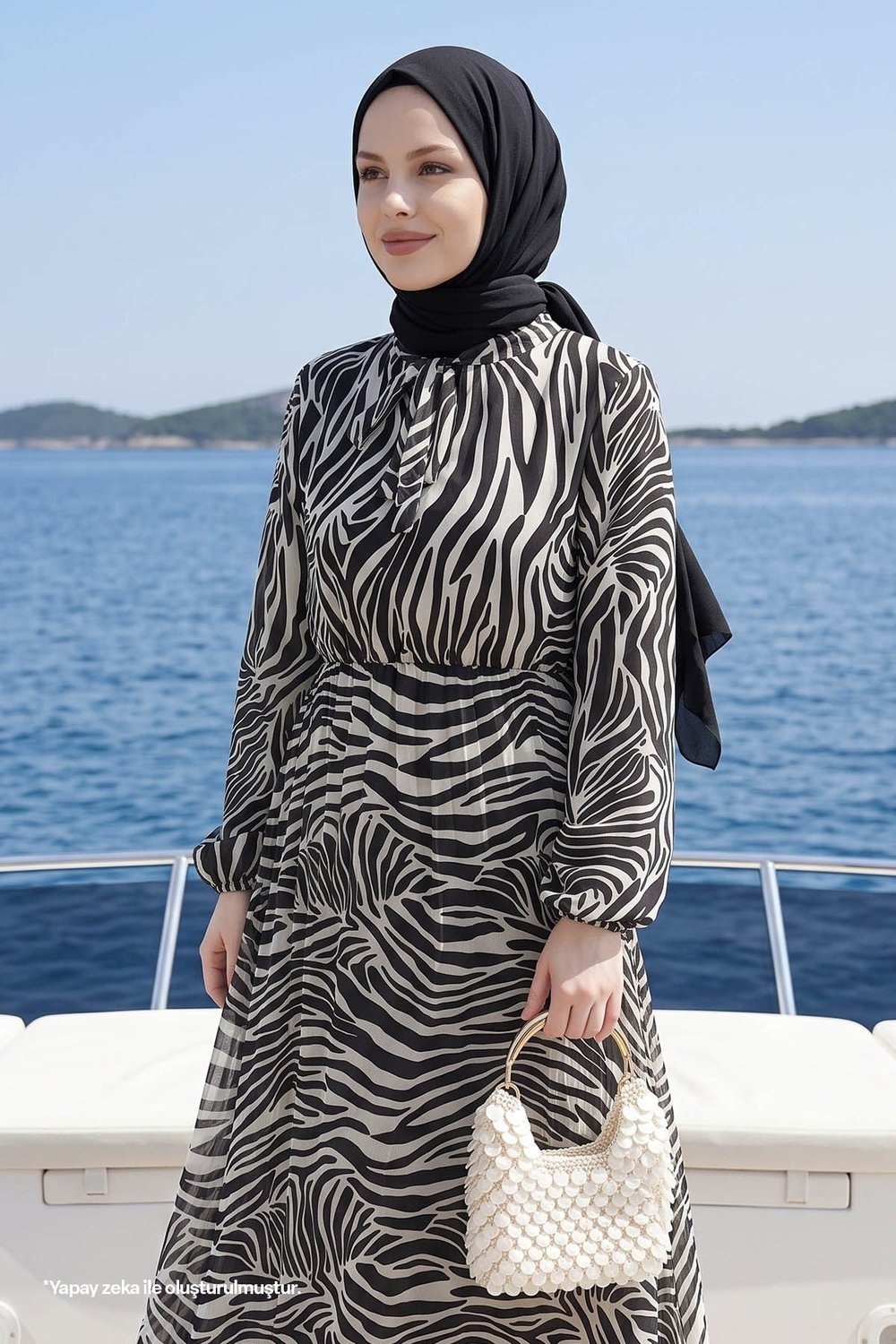 Lenda Patterned Chiffon Dress - Off-white