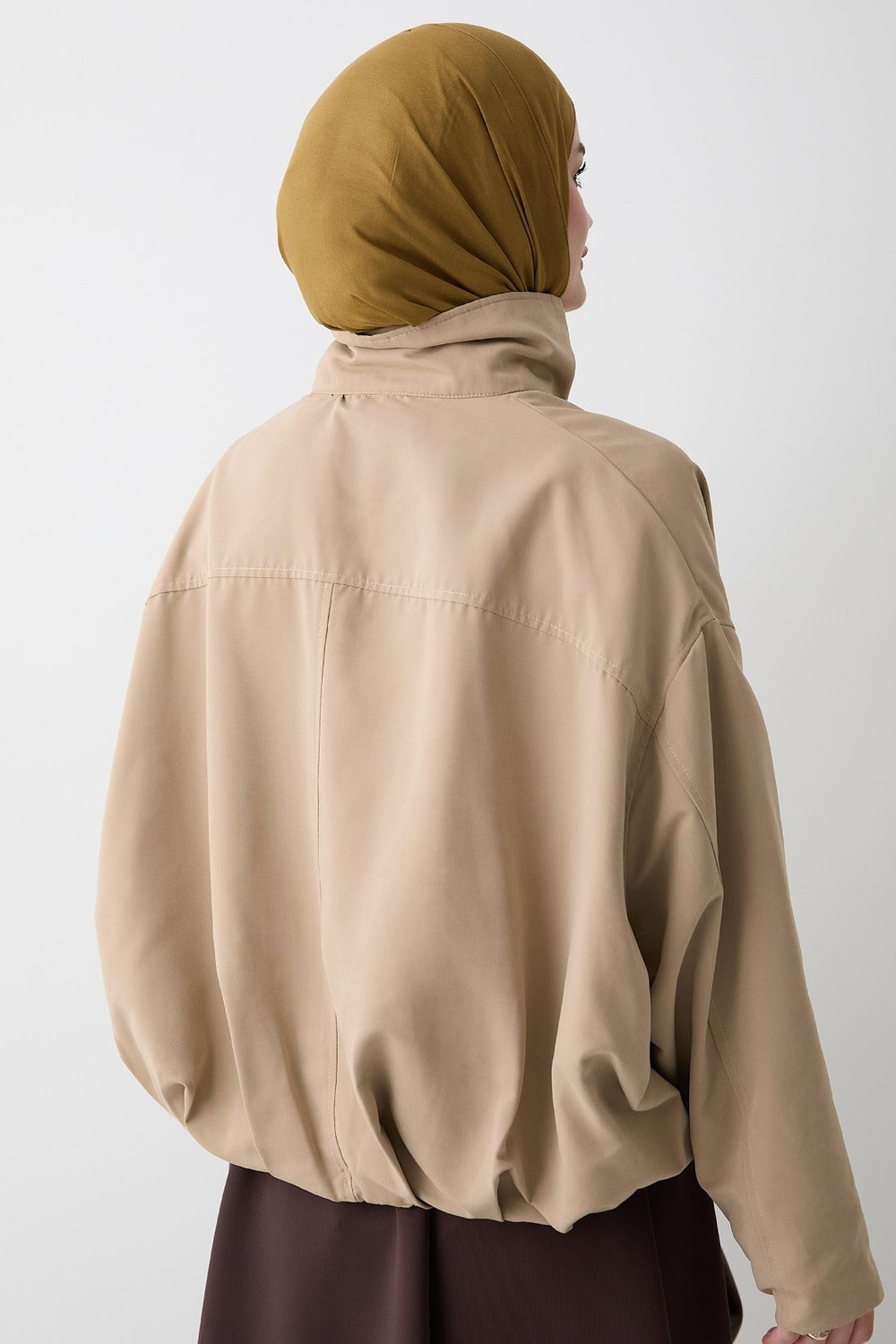 Dik Yaka Bej Bomber Ceket