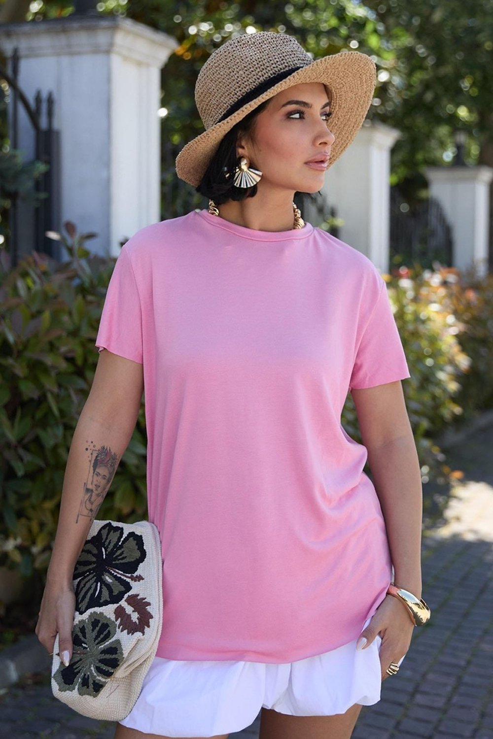 Düz Basic Tişört Pembe