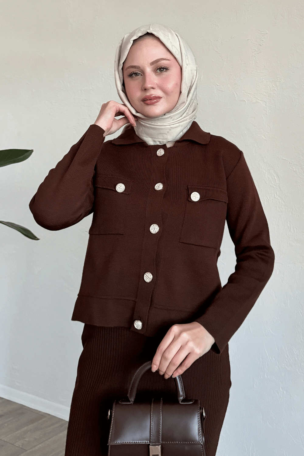 Etekli Ceketli Acı Kahve Takım