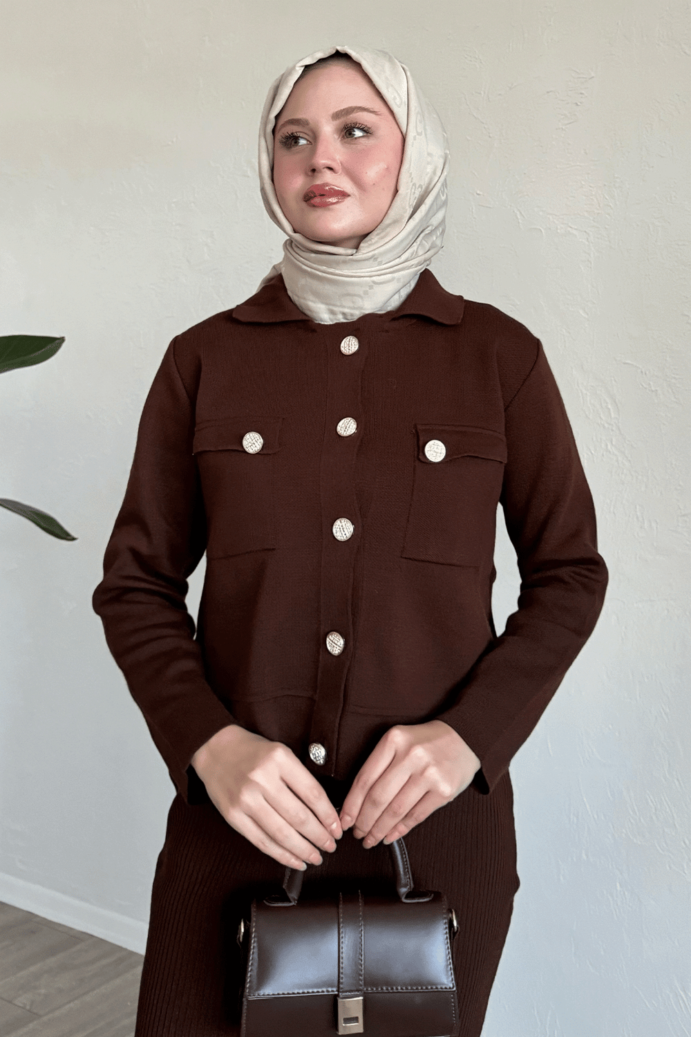 Etekli Ceketli Acı Kahve Takım