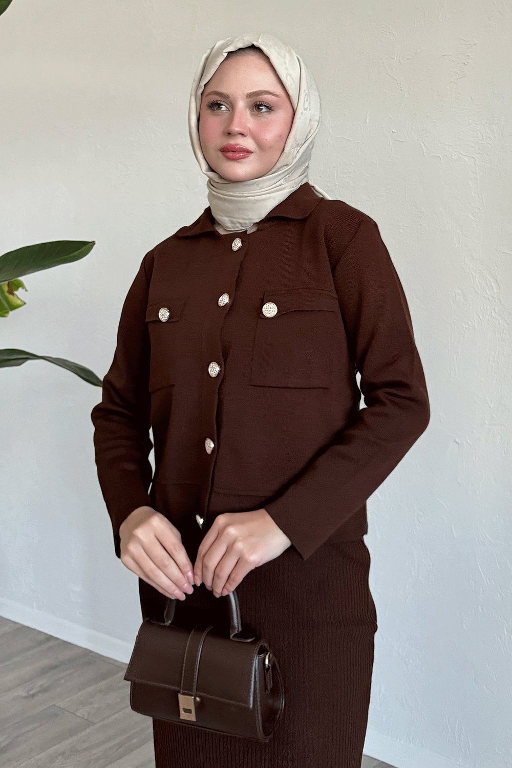 Etekli Ceketli Acı Kahve Takım