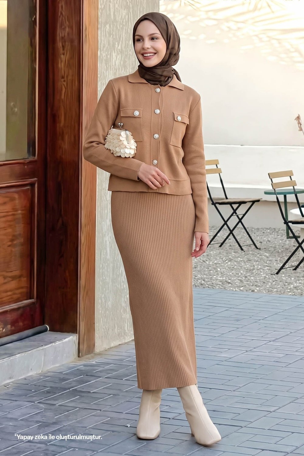 Etekli Ceketli Camel Takım