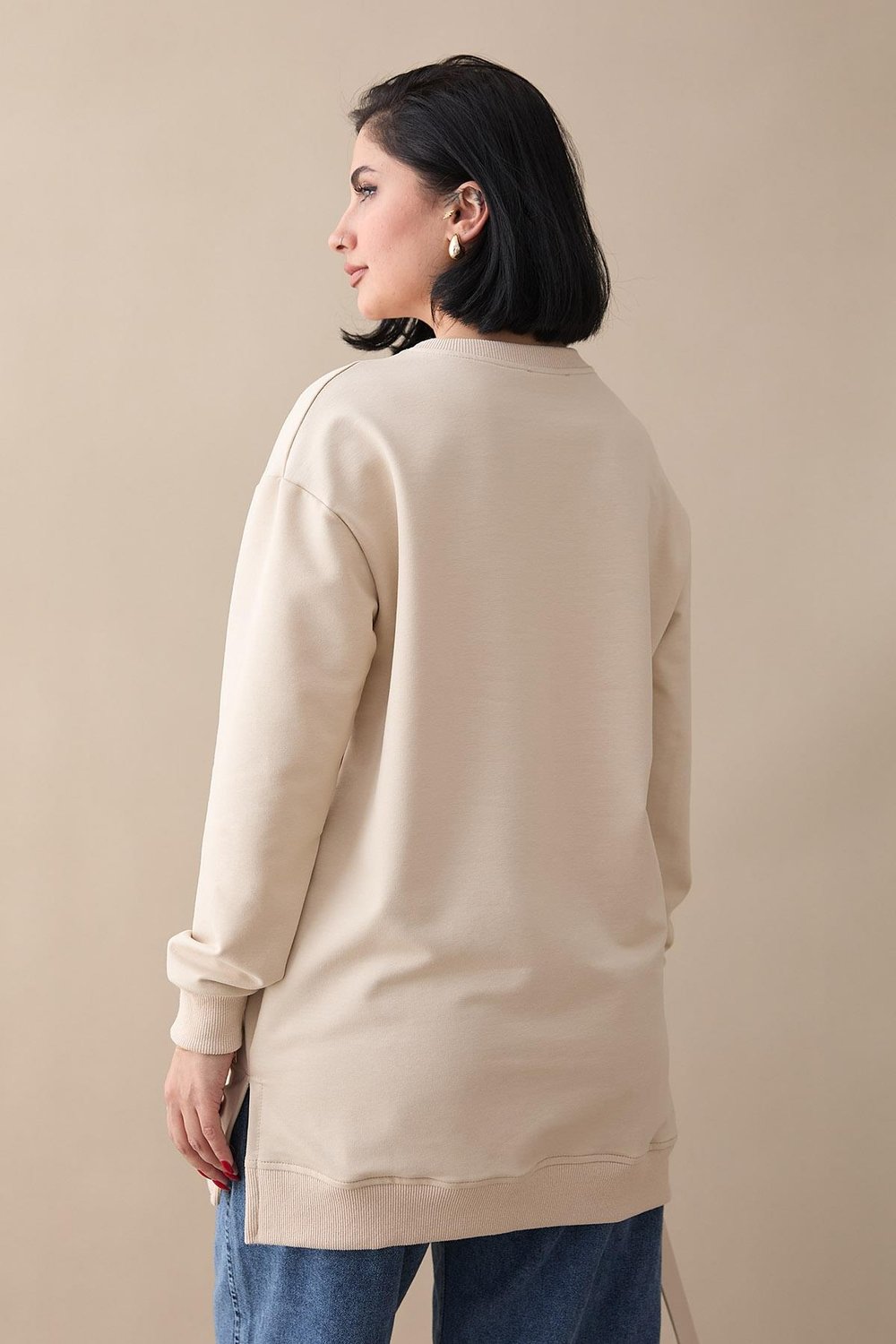 Etiket Detay Basic Bej Tunik