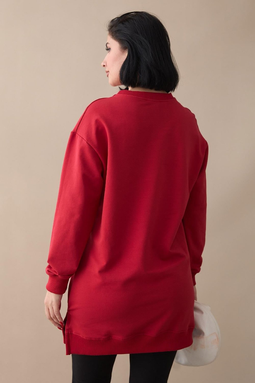 Etiket Detay Basic Kırmızı Tunik