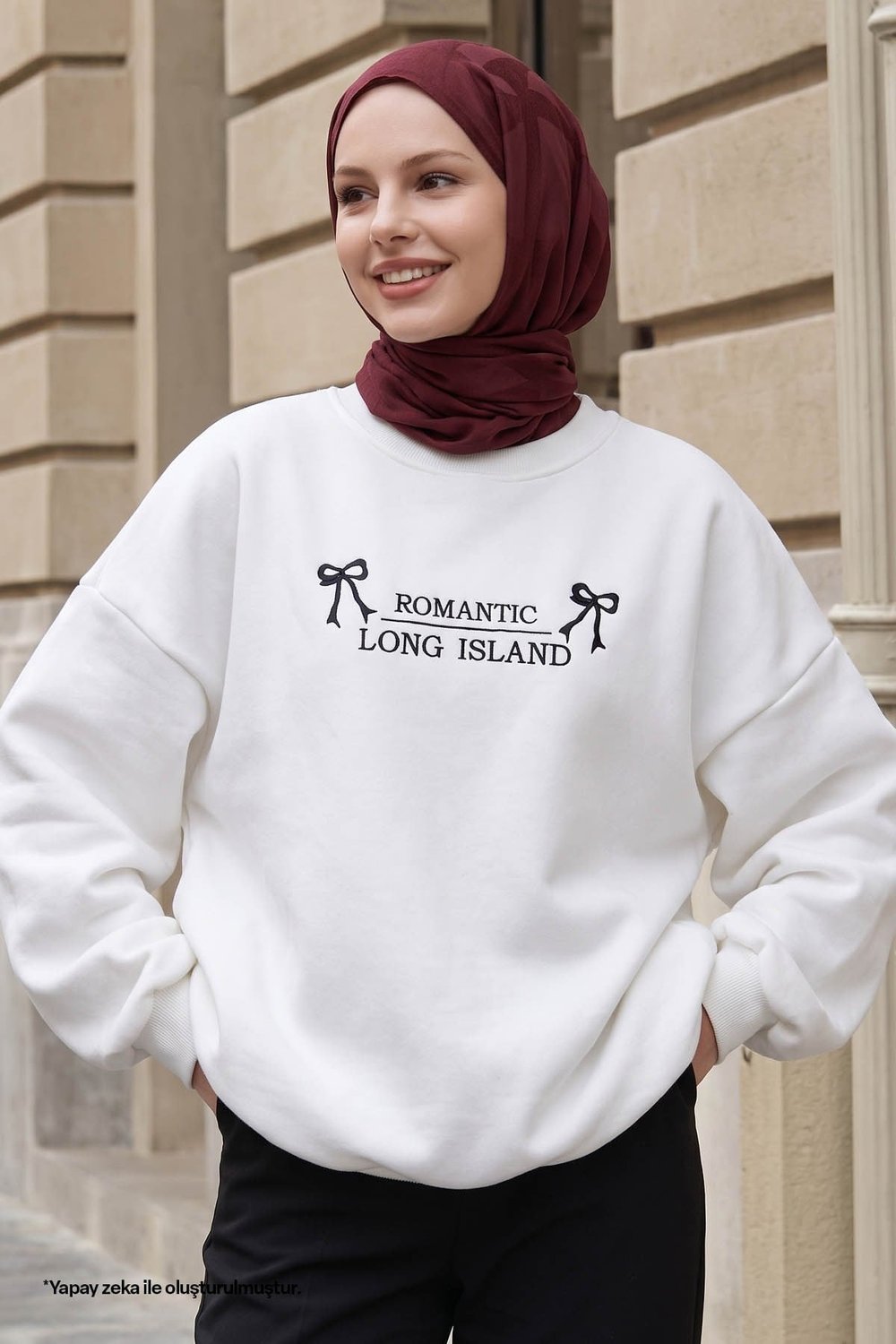 Fiyonk Yazı İşleme Ekru Sweat