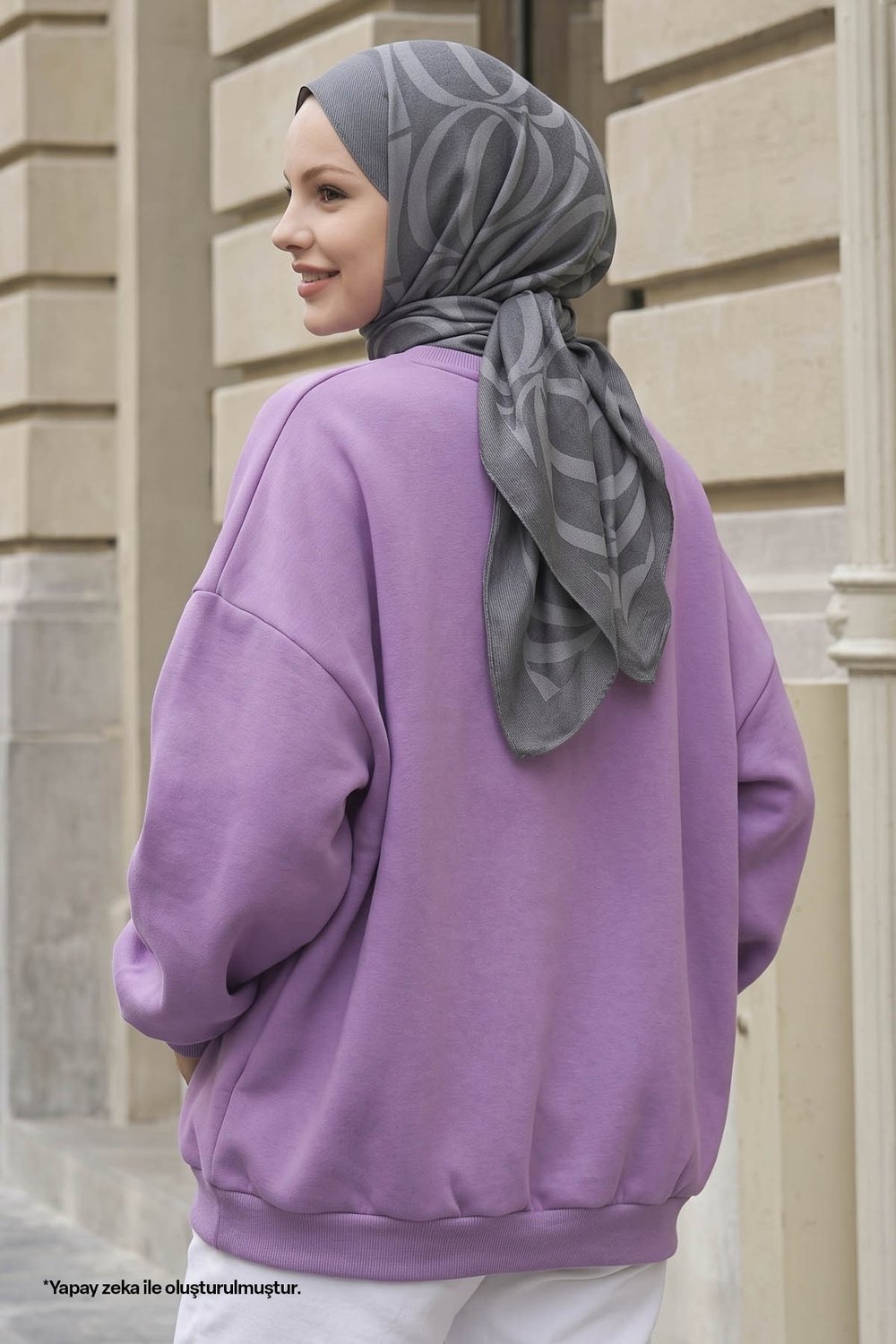 Fiyonk Yazı İşleme Lila Sweat
