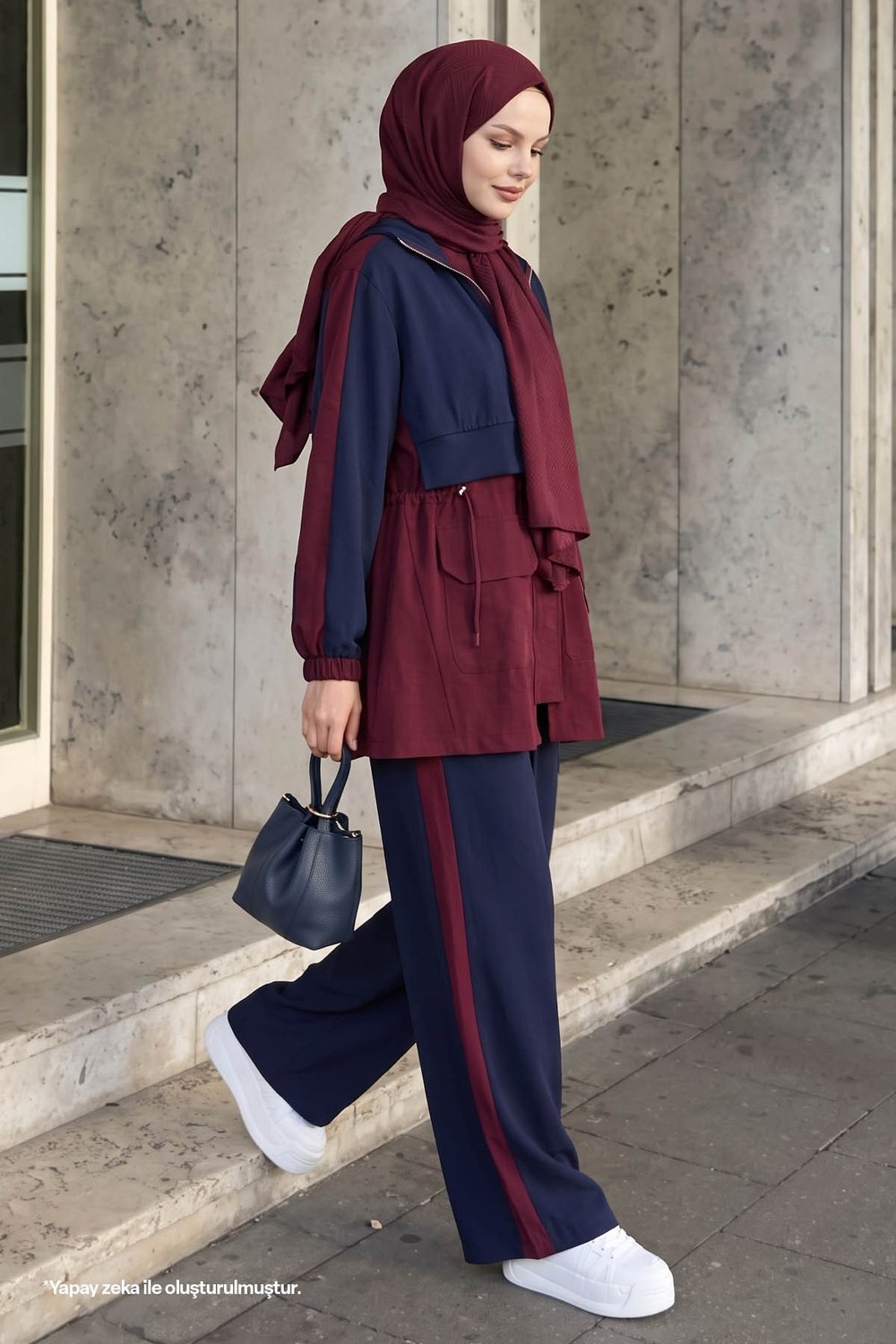 Garnili Çift Cepli Bordo Takım