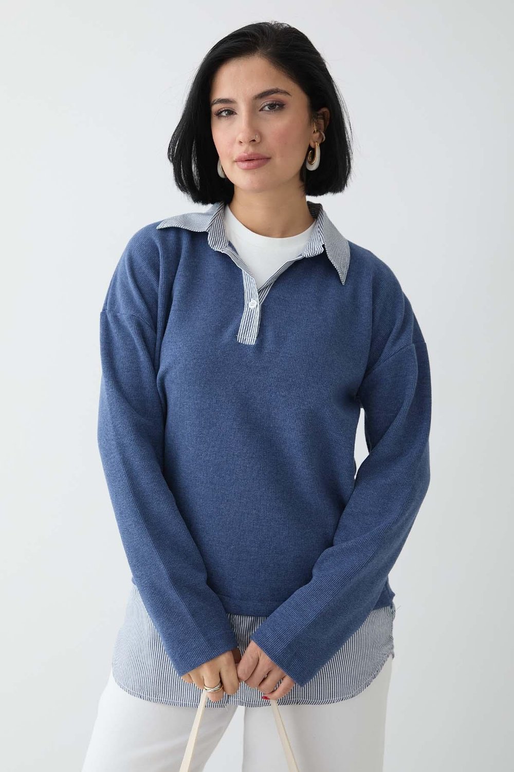 Garnili Selanik Kumaş İndigo Sweat