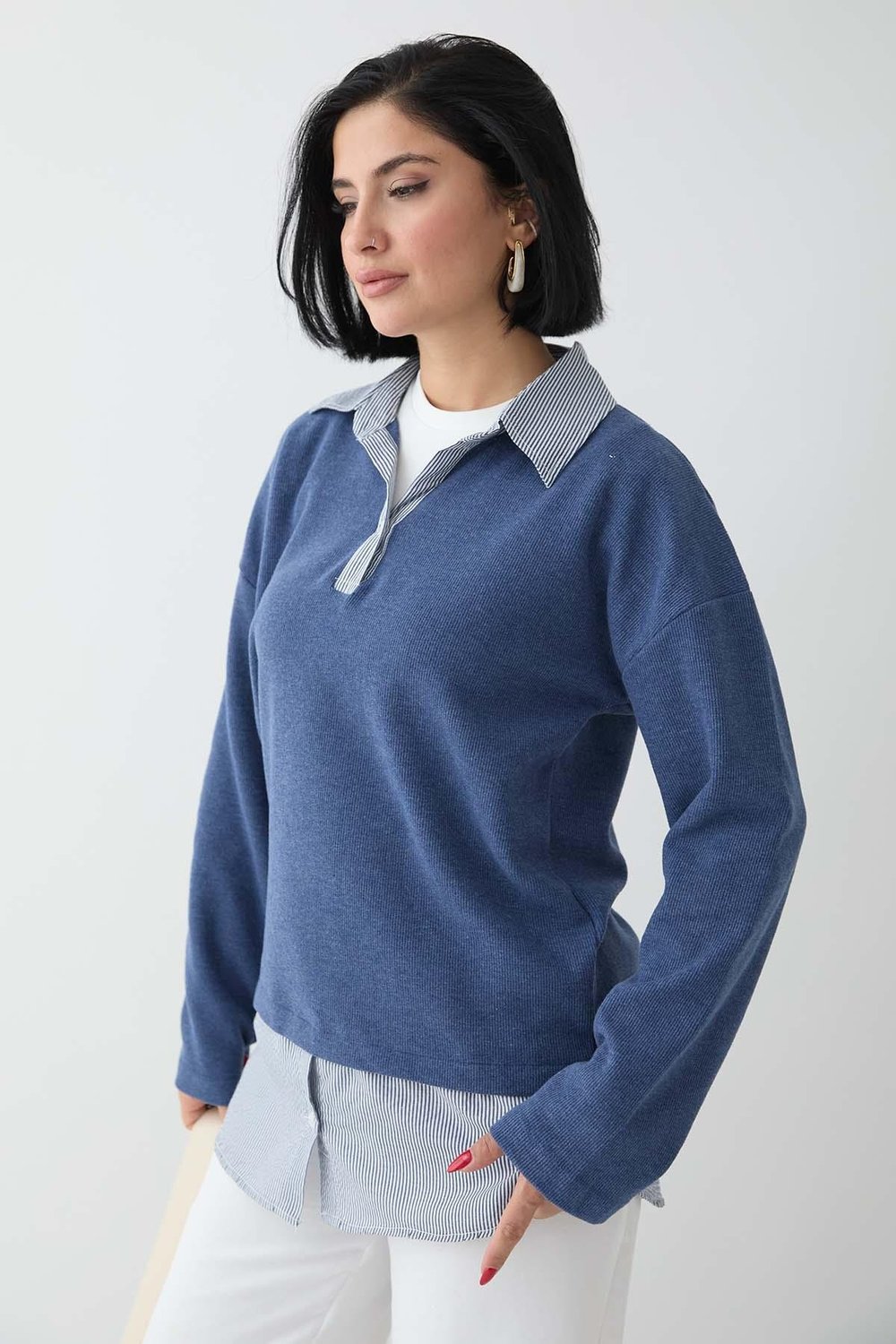 Garnili Selanik Kumaş İndigo Sweat