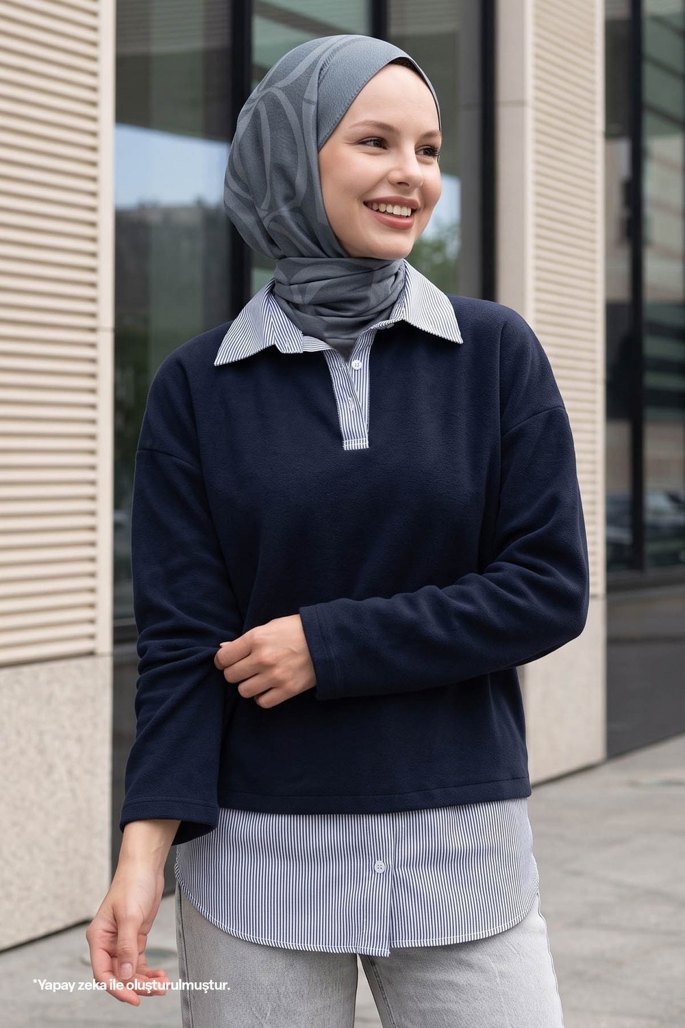 Garnili Selanik Kumaş Lacivert Sweat