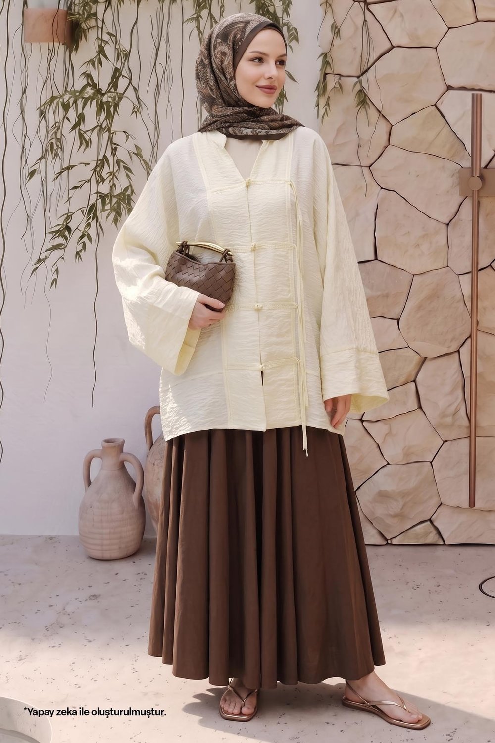 Geniş Kol Açık Sarı Kimono