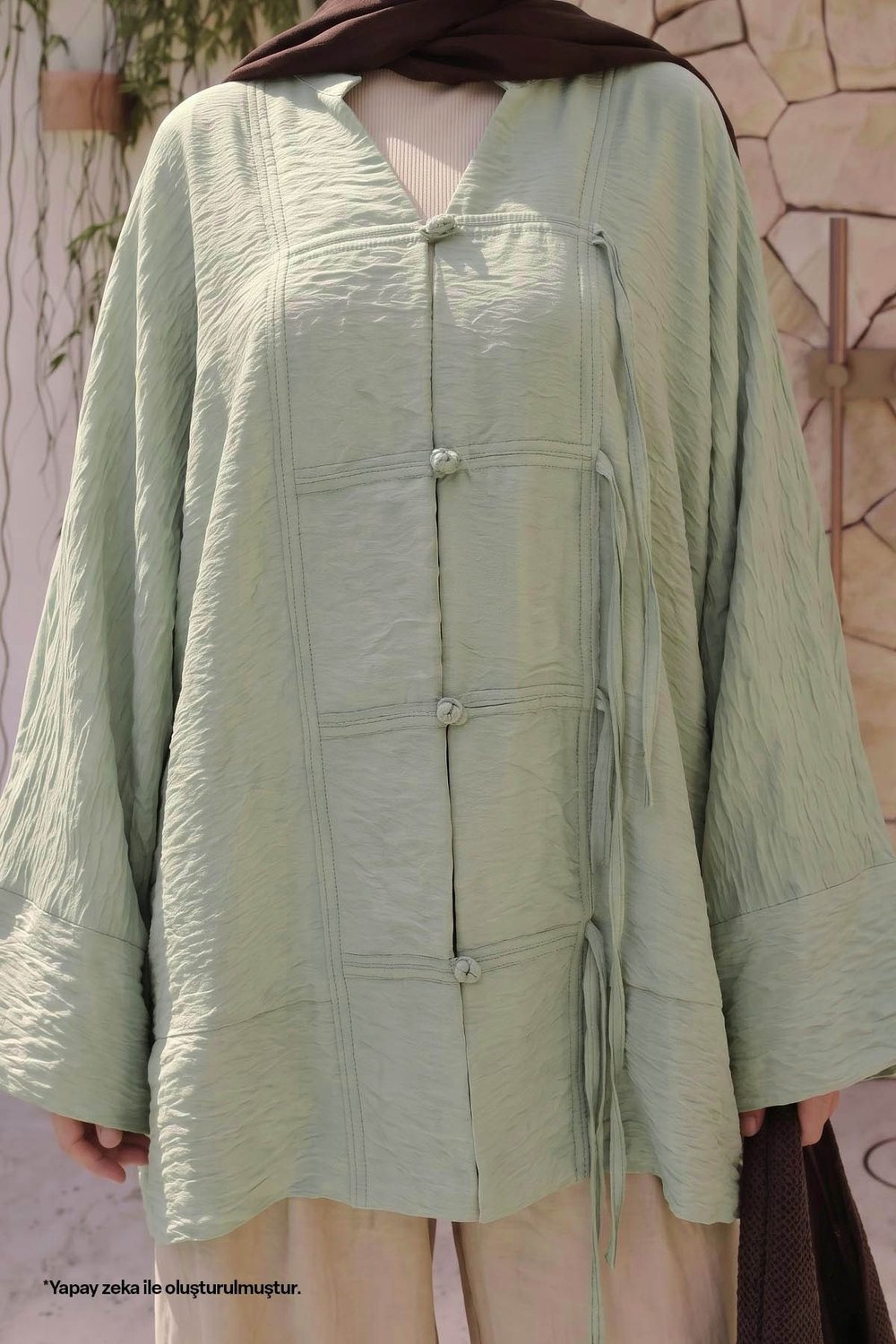 Geniş Kol Mint Yeşili Kimono