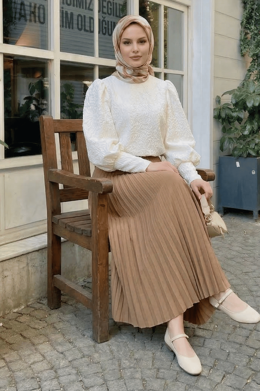 Gizli Lastikli Piliseli Camel Etek