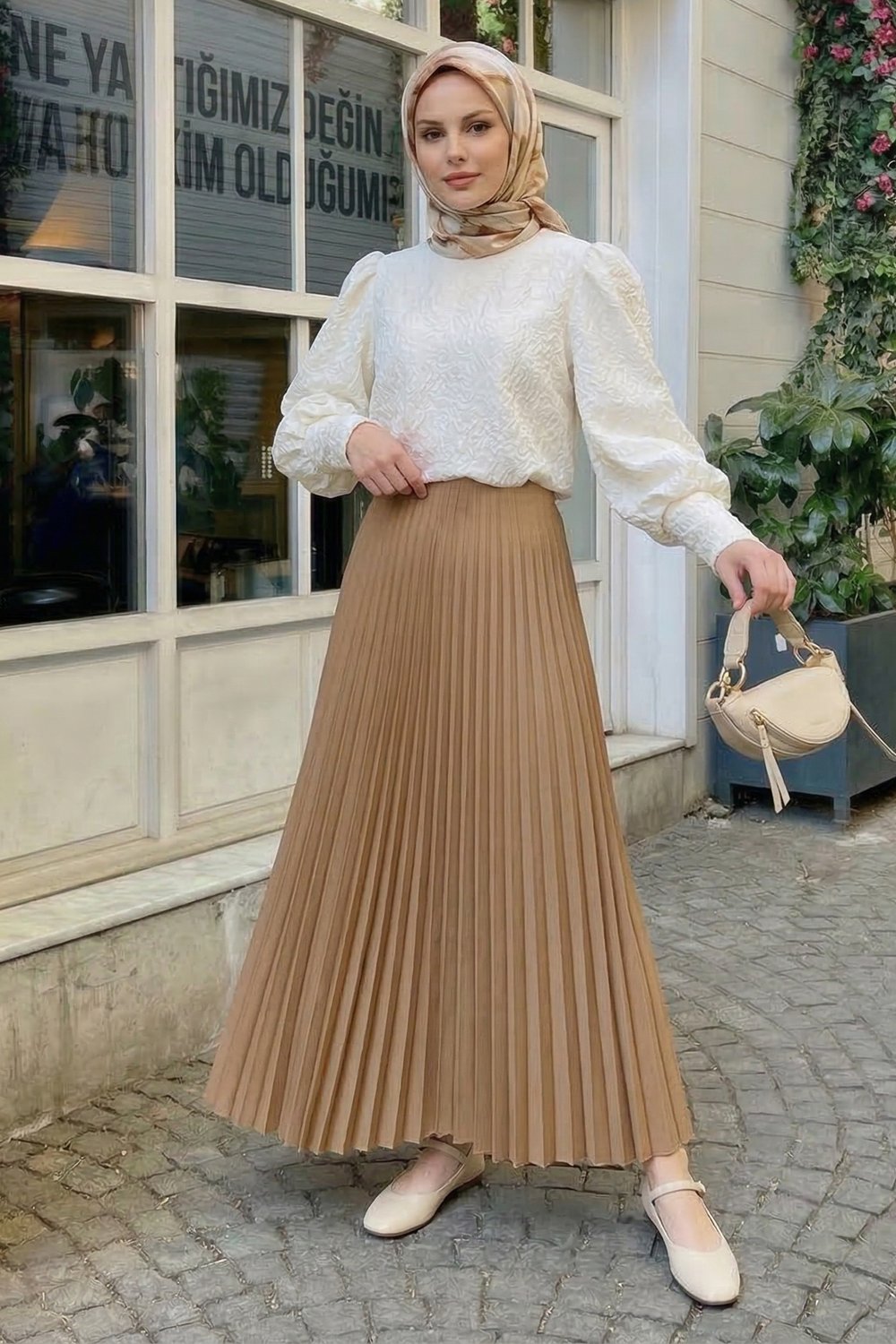 Gizli Lastikli Piliseli Camel Etek