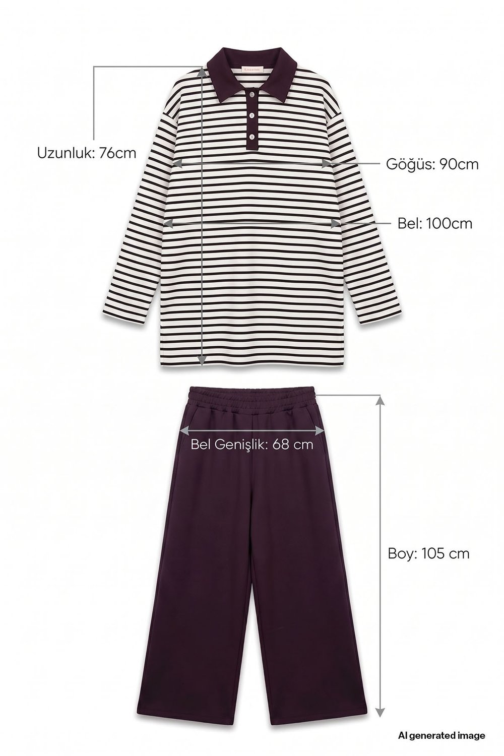 İnce Çizgili Mürdüm İkili Takım