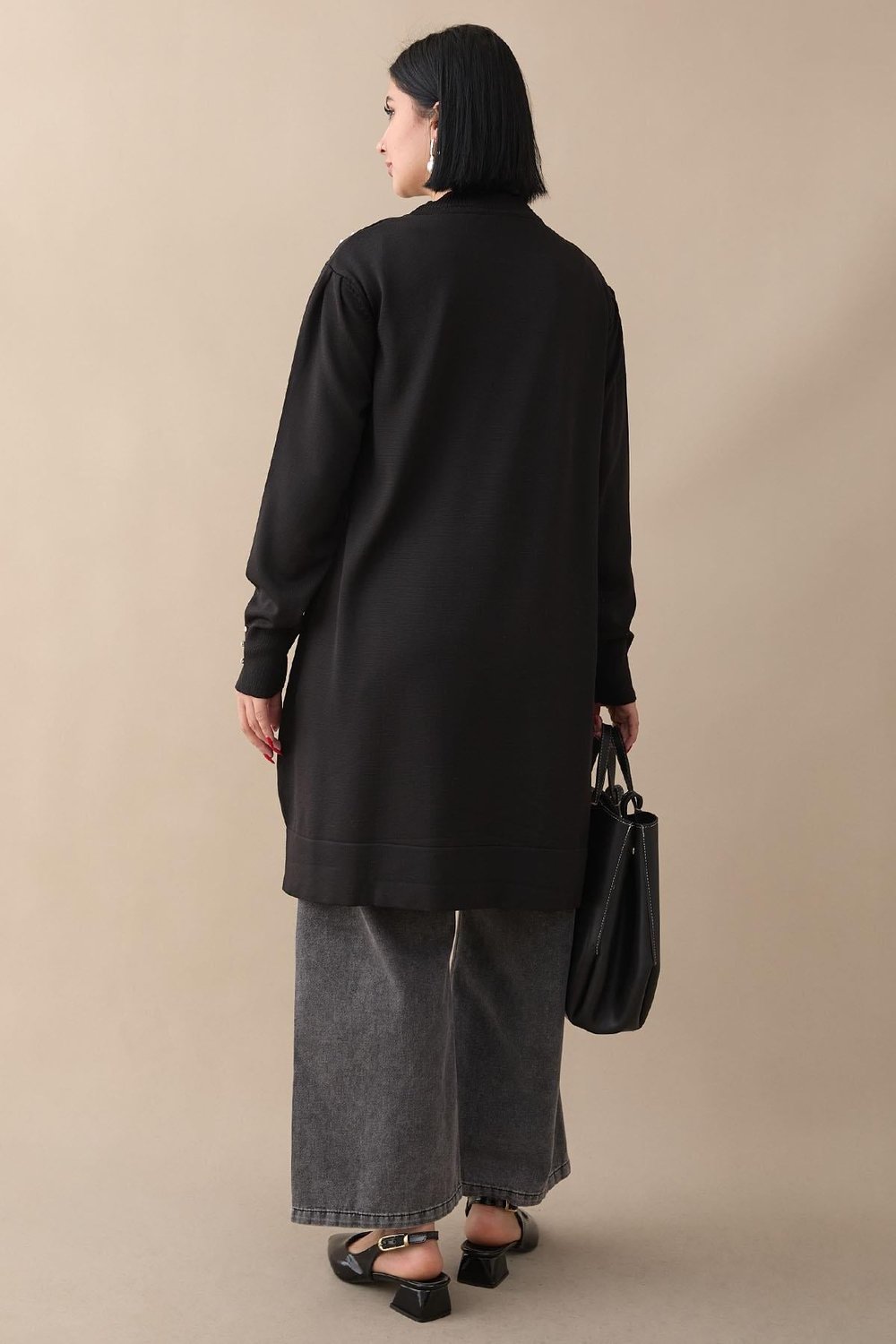 Pearl Detail Black Knit Sweater