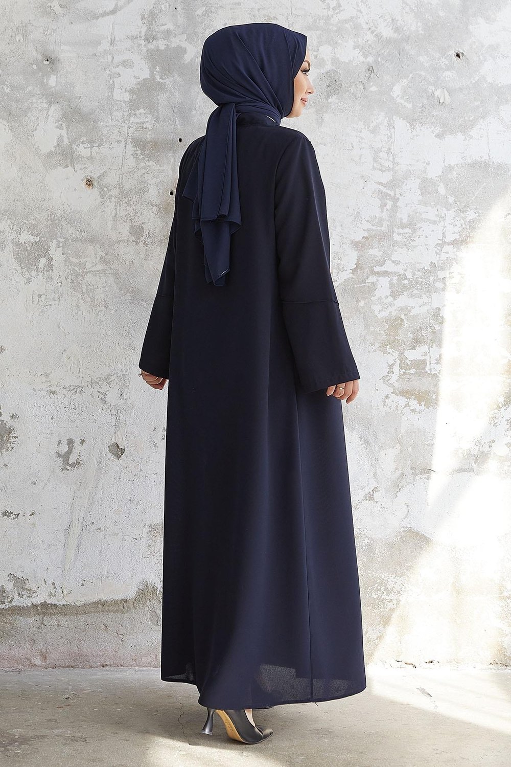 İvory Biye Desen Lacivert Ferace