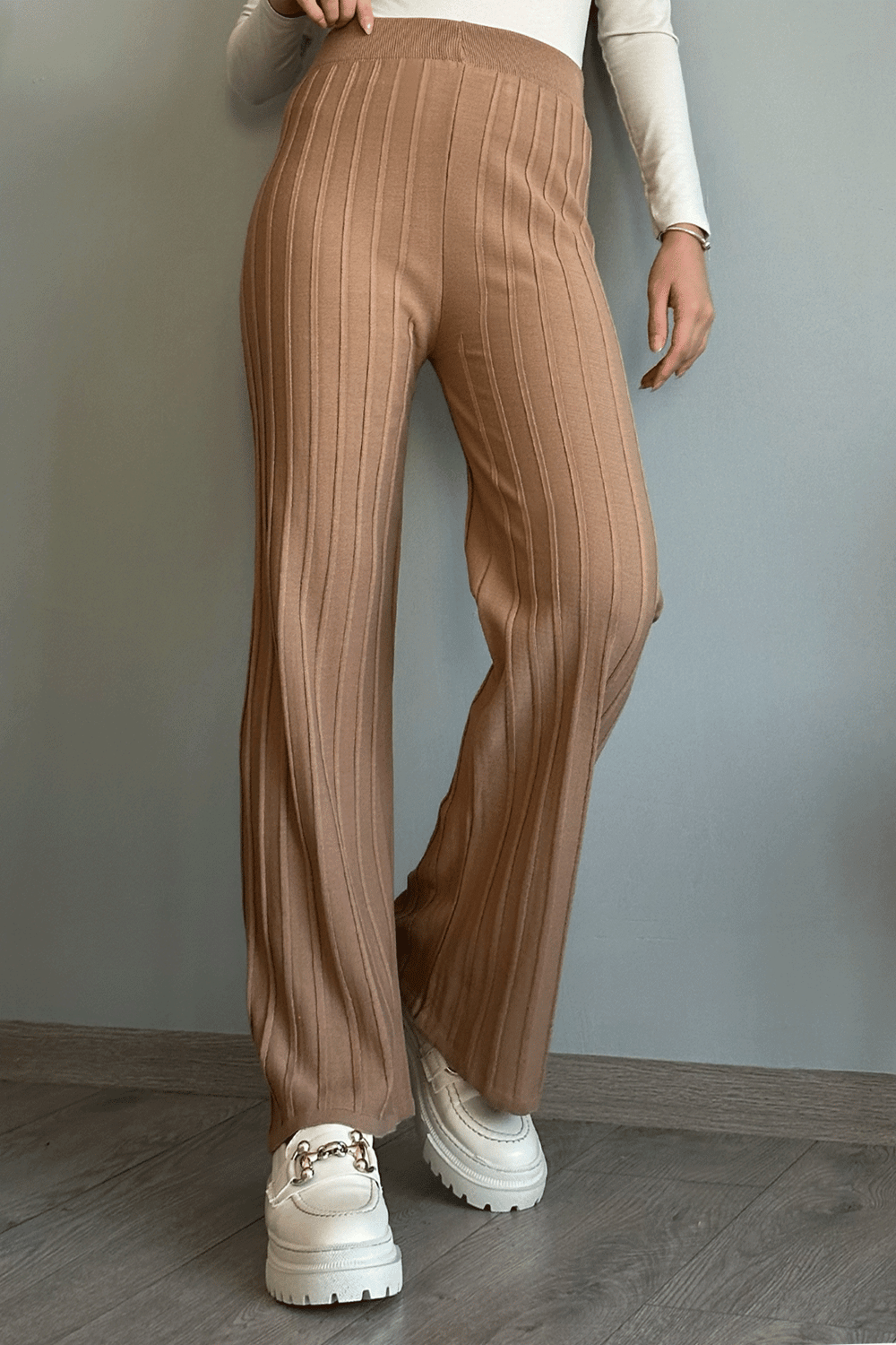 Kalın Fitilli Camel Triko Pantolon