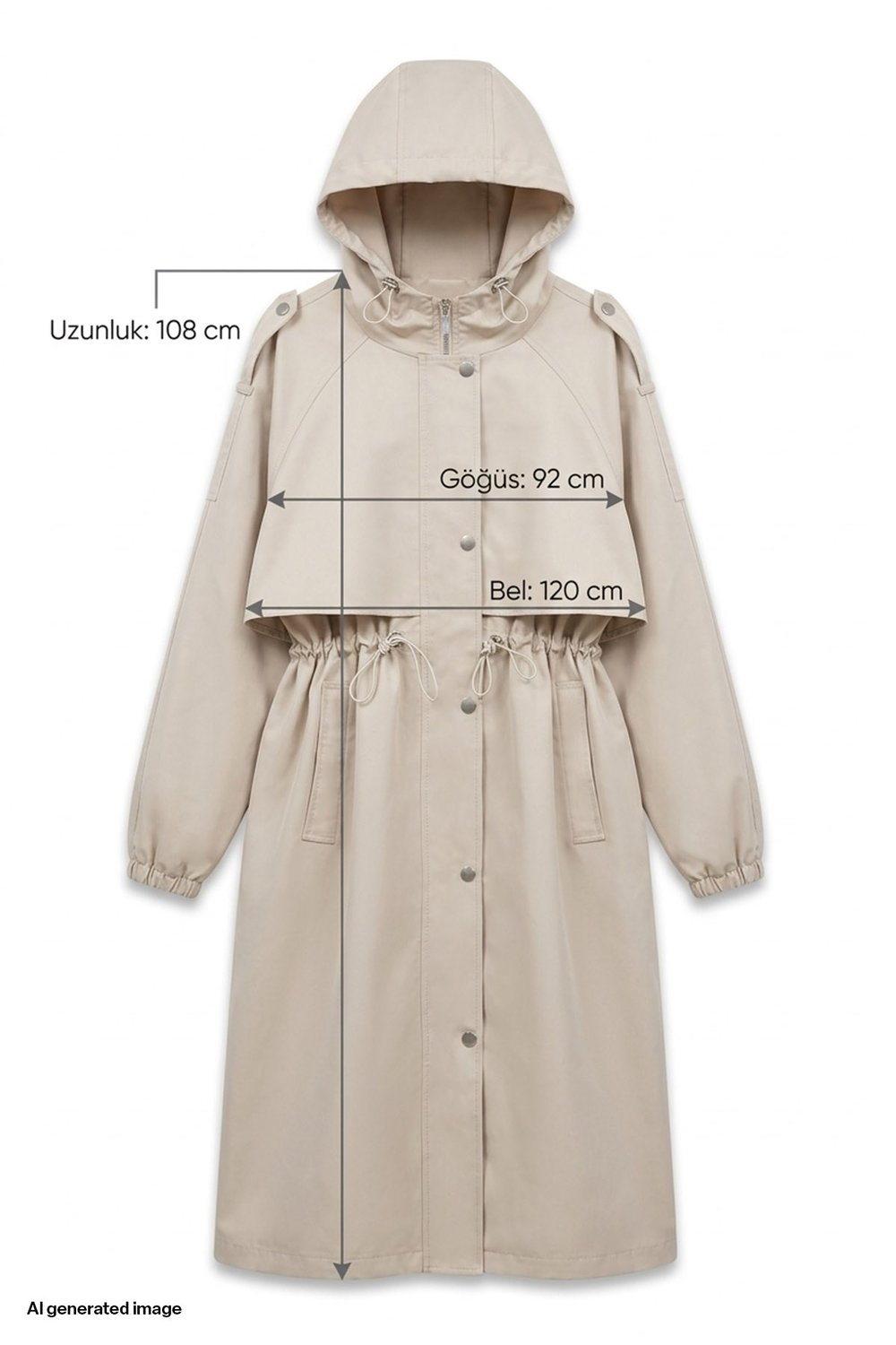 Kapüşonlu Astarlı Taş Parka Mont
