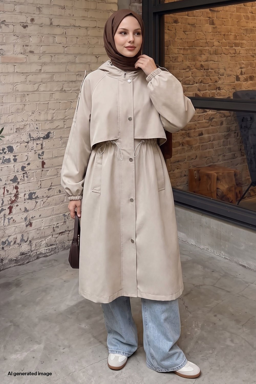 Kapüşonlu Astarlı Taş Parka Mont