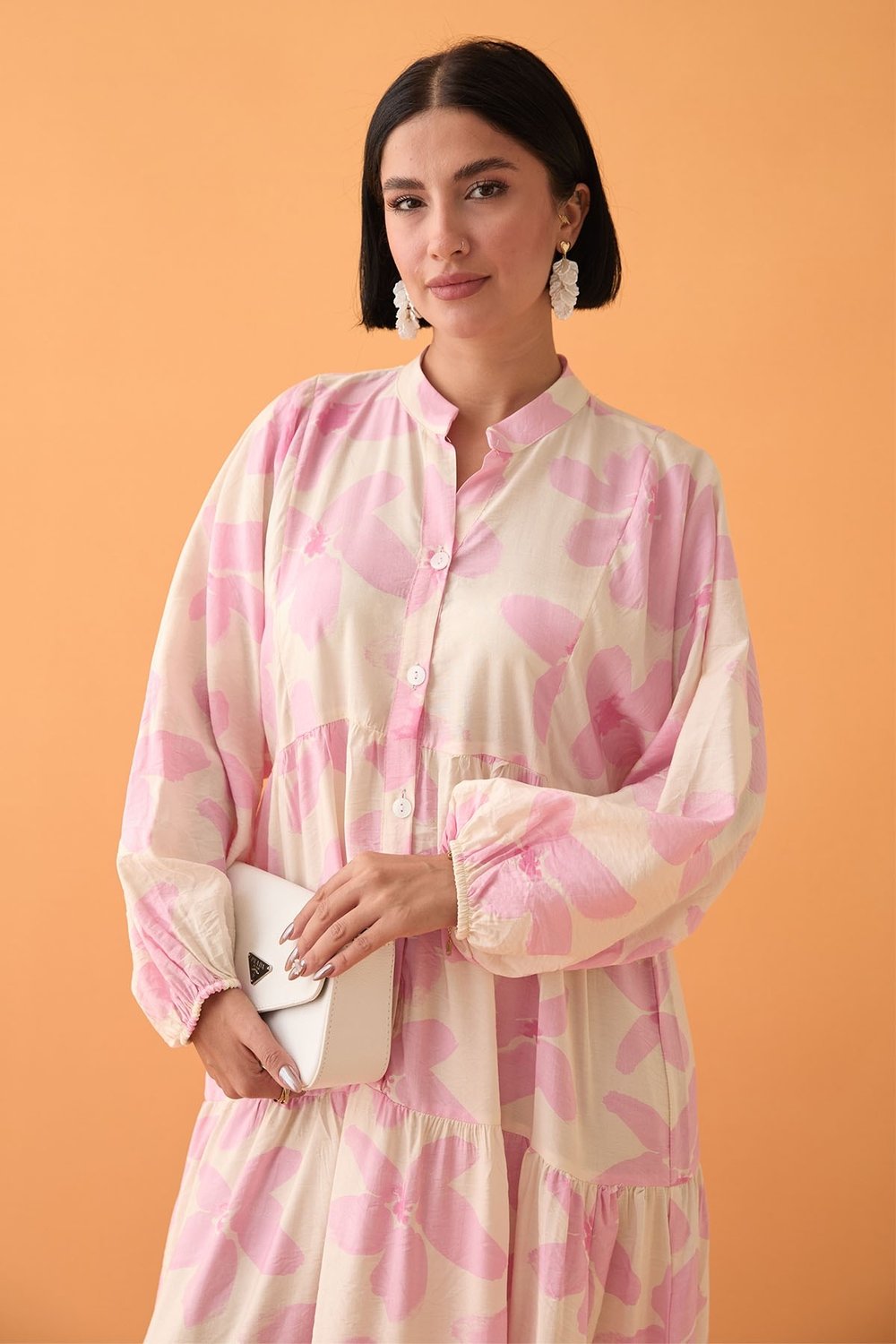 Kardelen Çiçeği Pembe Mango Elbise
