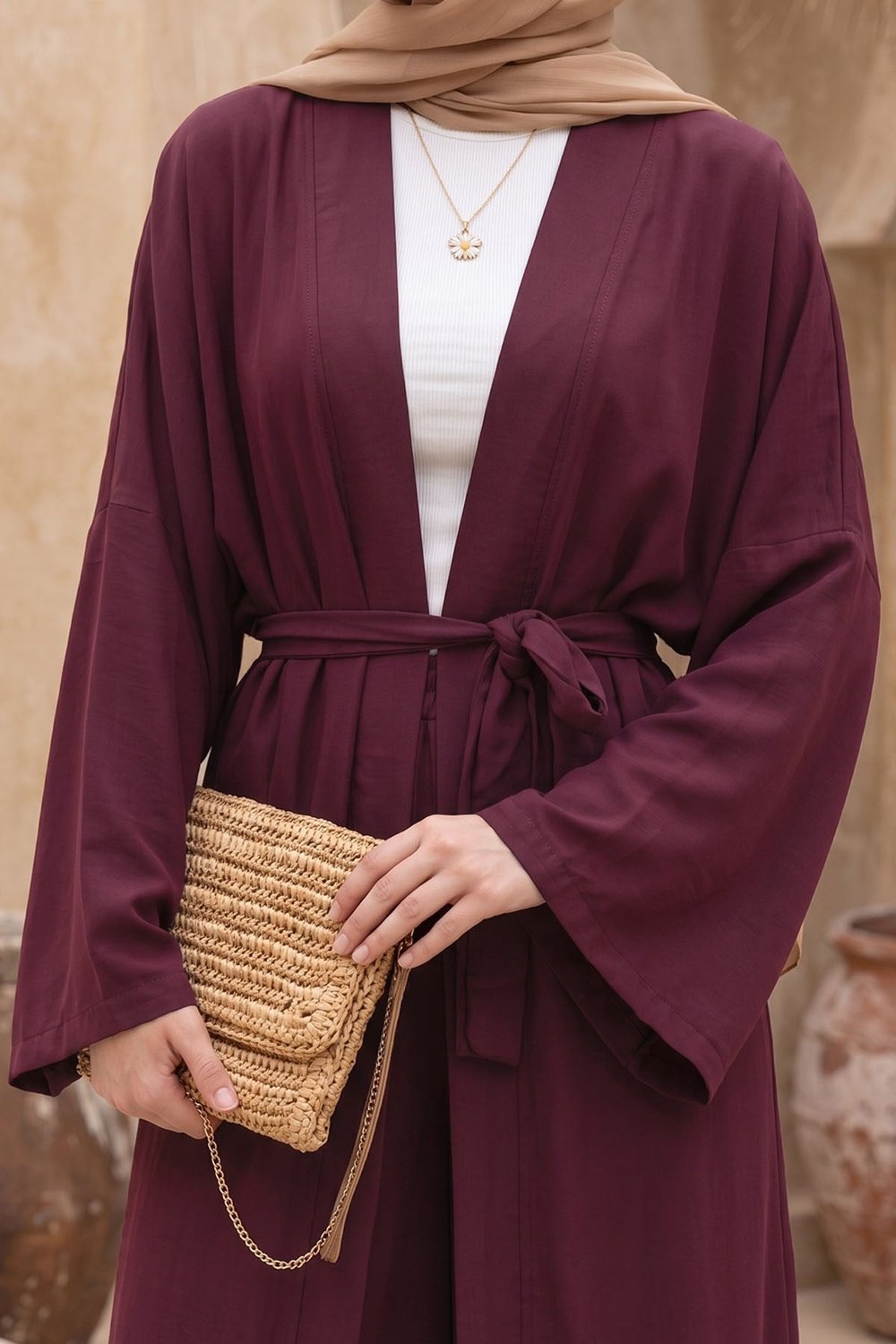 Kimono Pantolonlu Mürdüm Takım