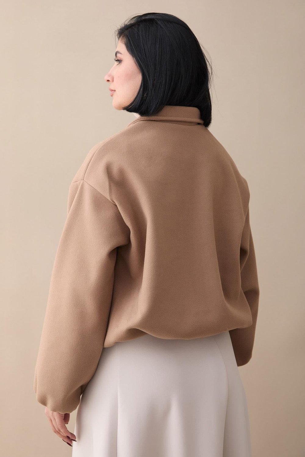 Kısa Kaşe Bomber Camel Ceket