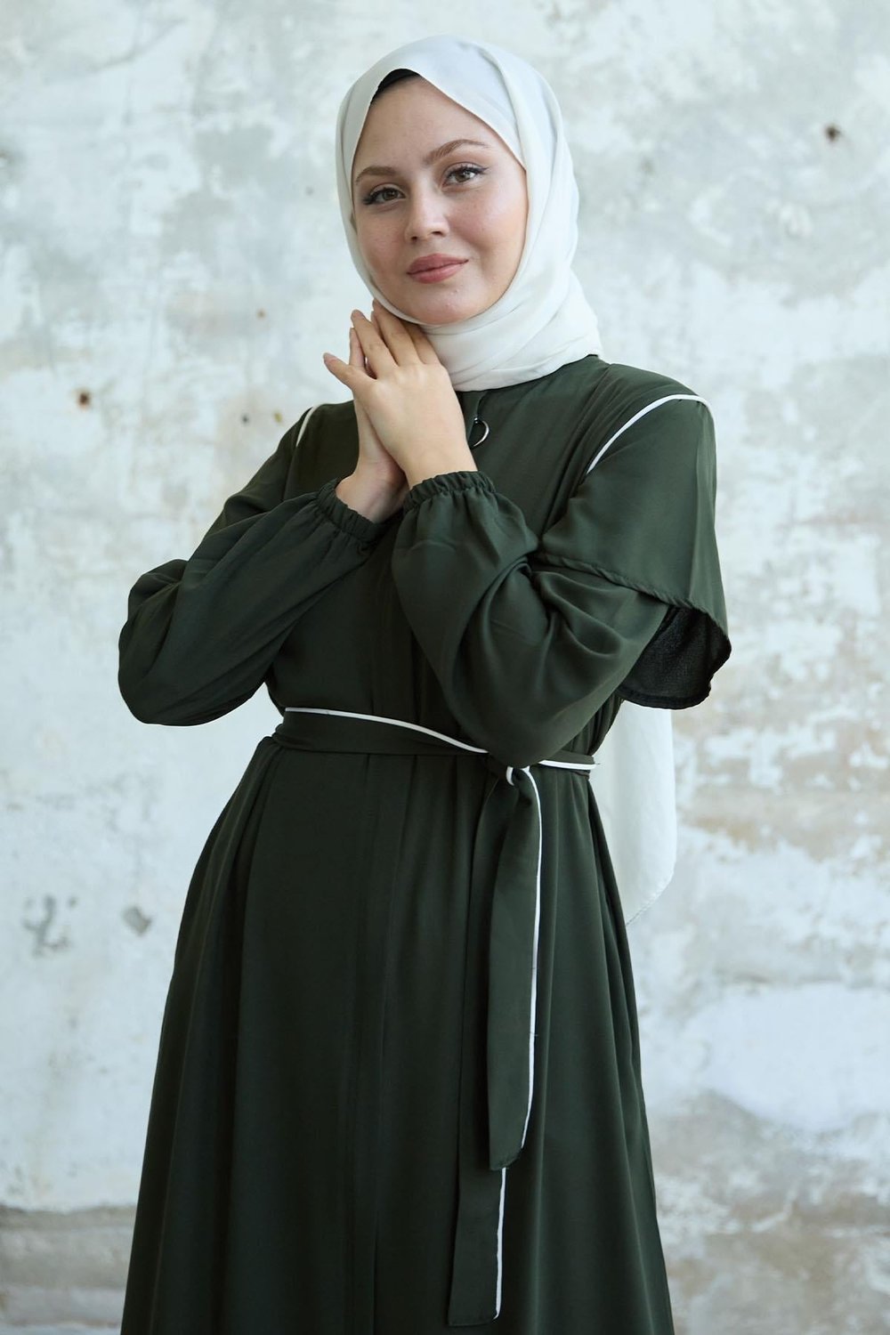 Kolu Kat Detay Biyeli Haki Ferace