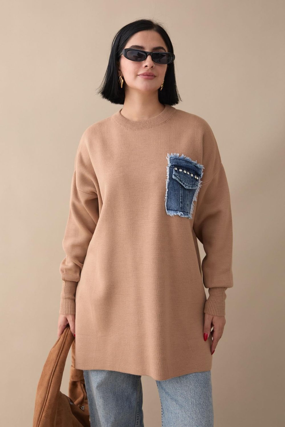Kot Cepli Camel Triko Tunik