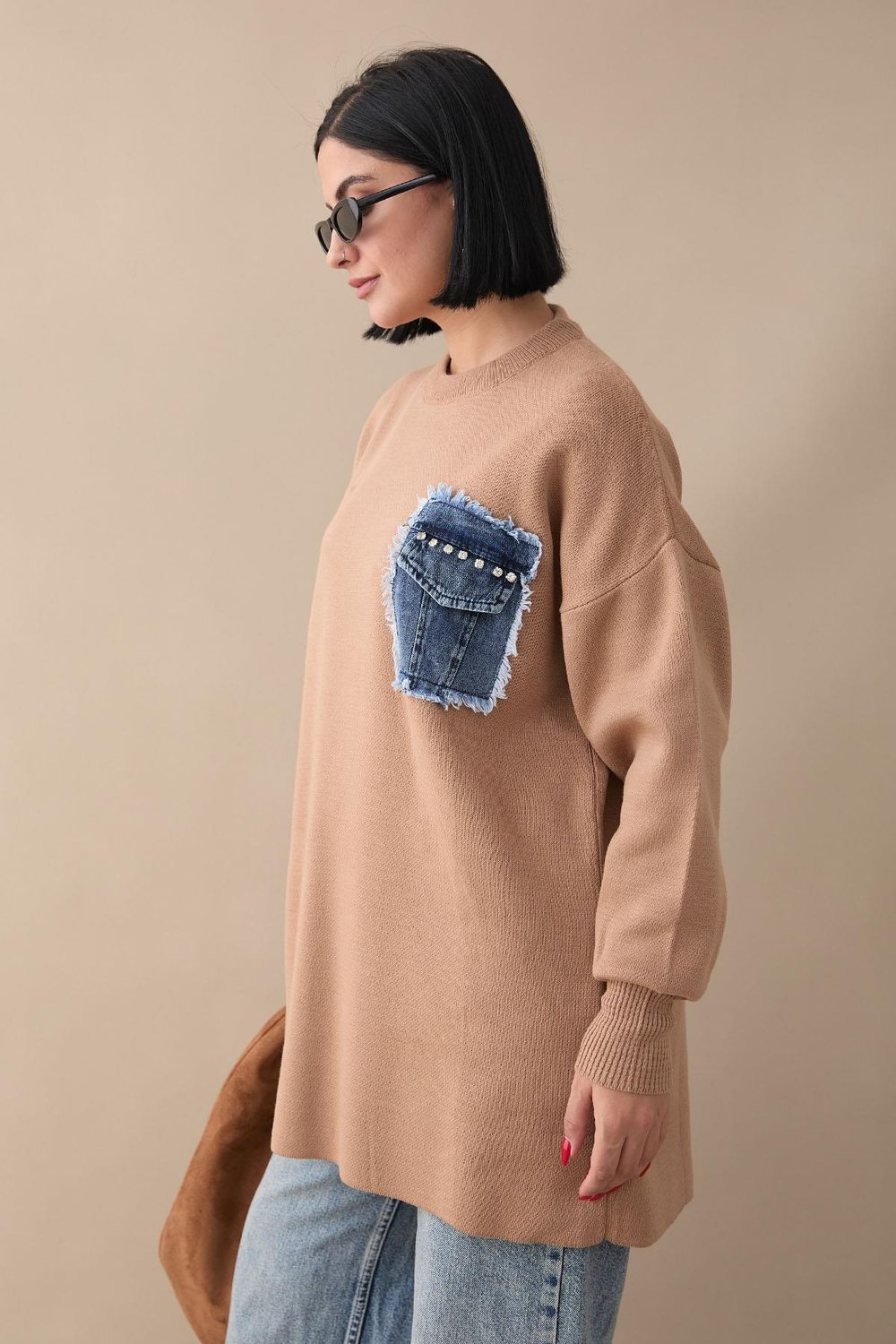 Kot Cepli Camel Triko Tunik