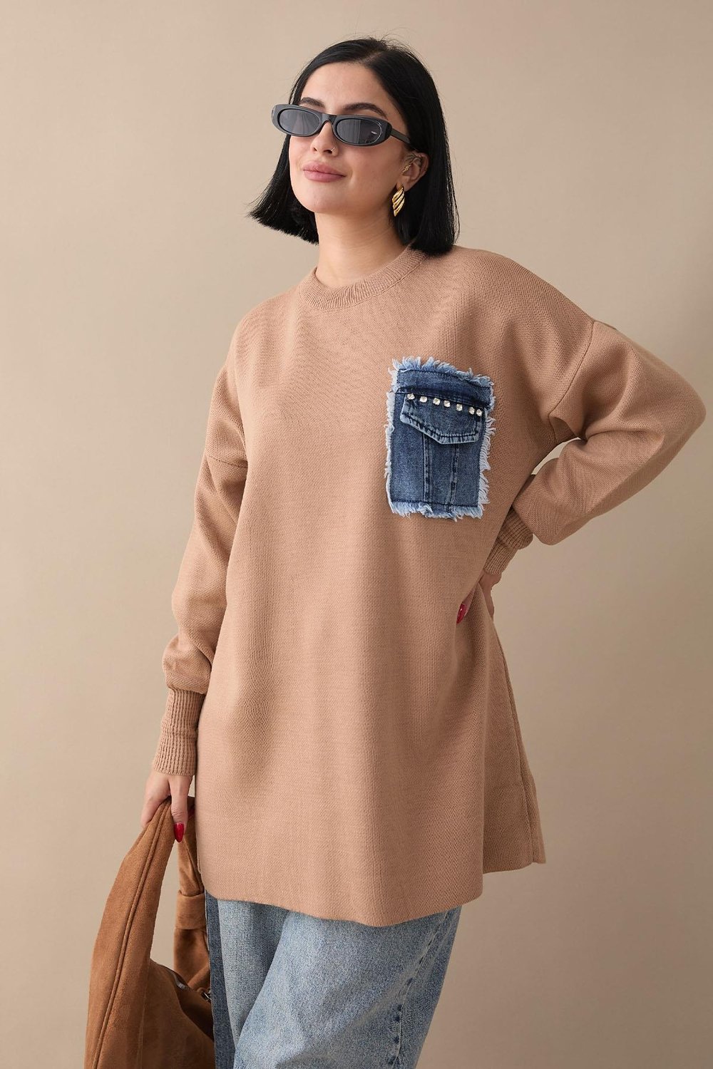 Kot Cepli Camel Triko Tunik