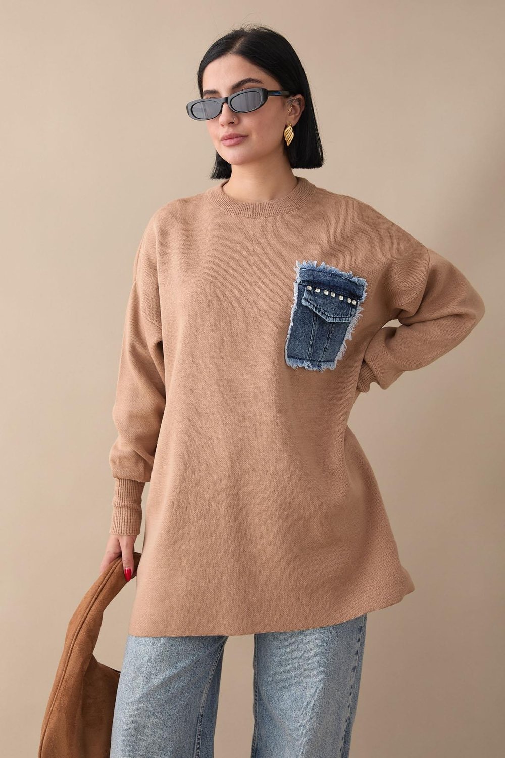 Kot Cepli Camel Triko Tunik