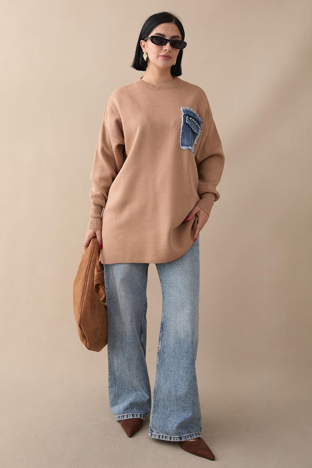 Kot Cepli Camel Triko Tunik