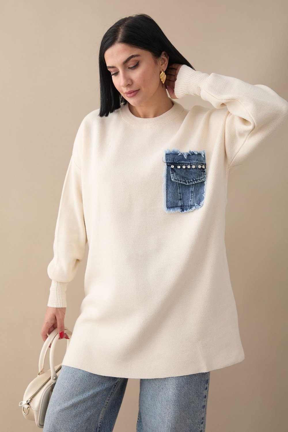 Kot Cepli Ekru Triko Tunik