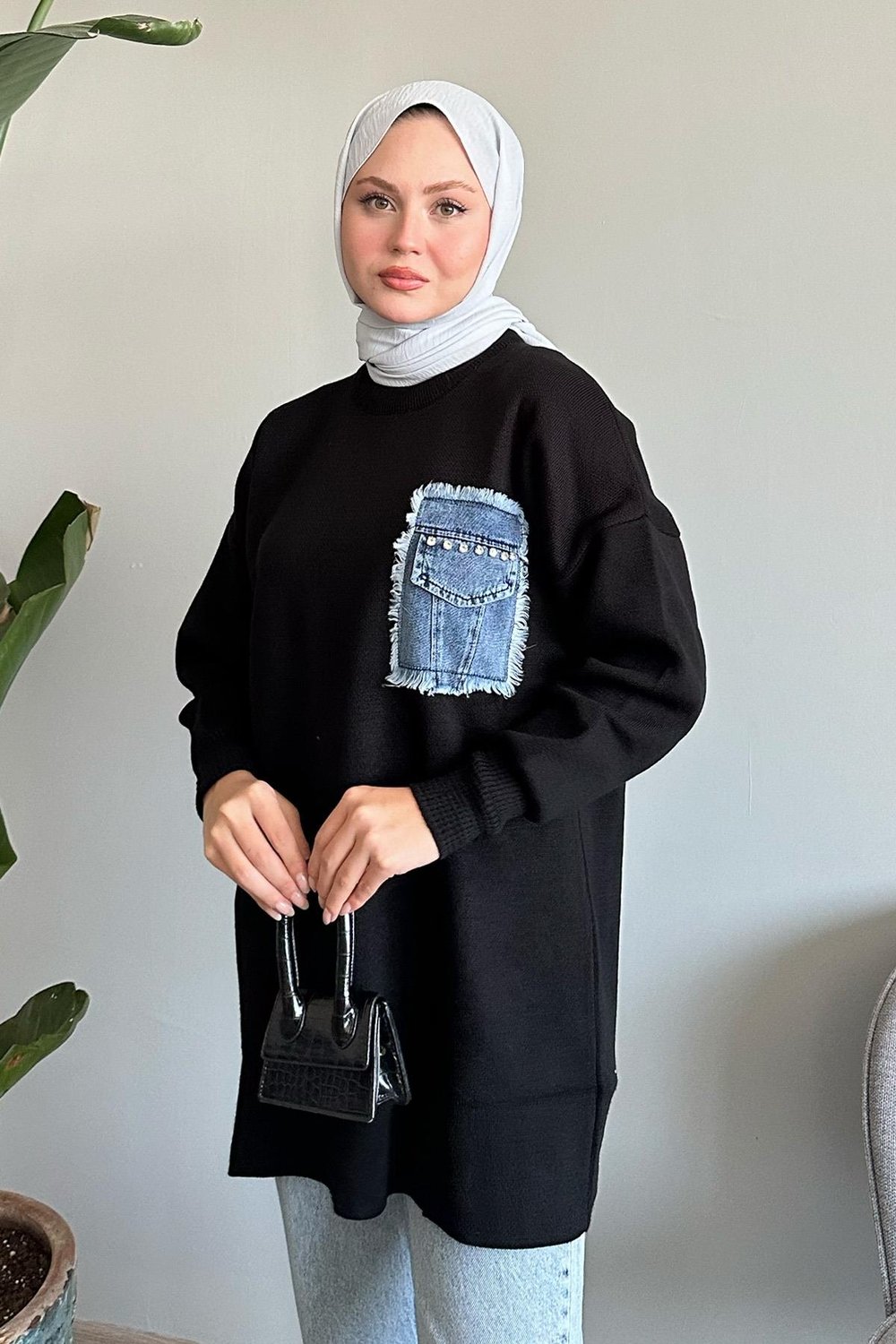 Kot Cepli Siyah Triko Tunik