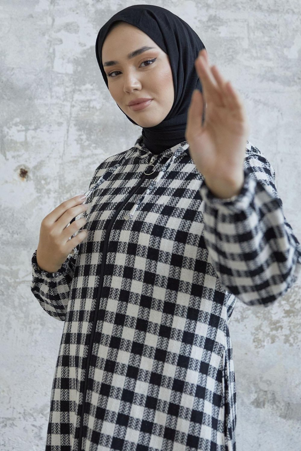 Lenya Ekose Desenli Siyah Kap