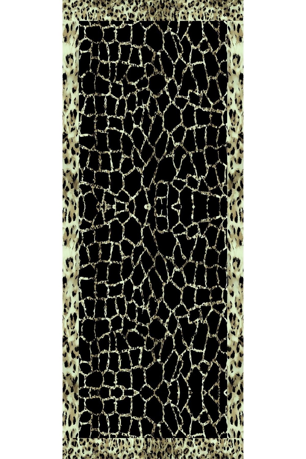 Leopar Mermer Desenli Siyah Soft Pamuk Şal