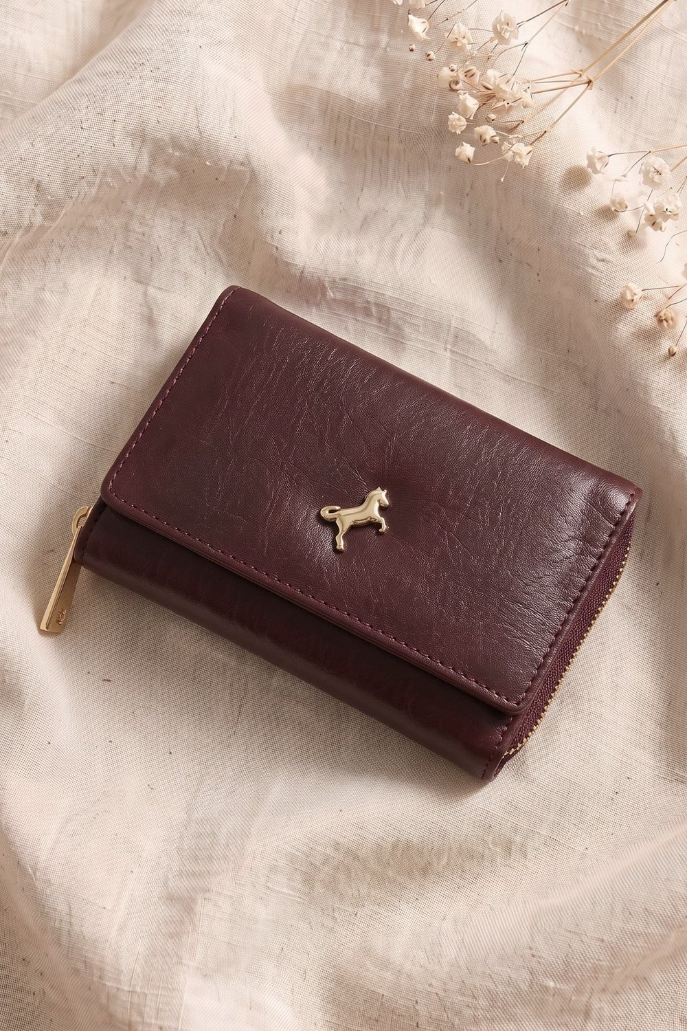 Logo Detay Çıtçıtlı Bordo Cüzdan