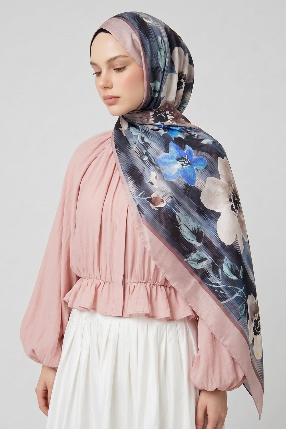 Manolya Desen Pudra Soft Pamuk Şal