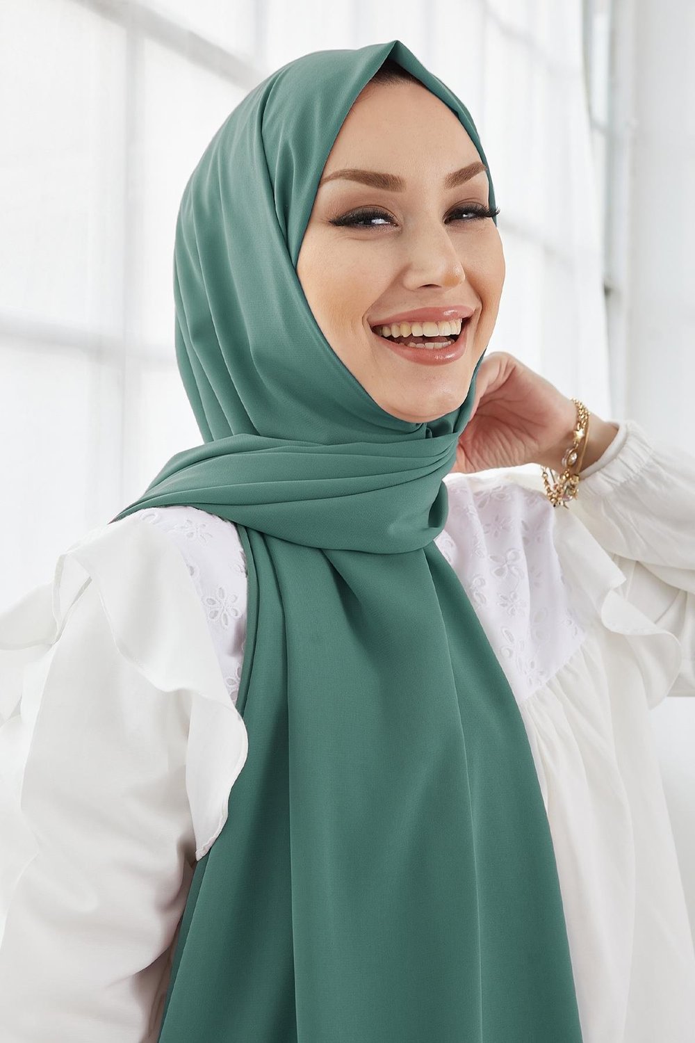 Medine İpeği Şal - Turkuaz