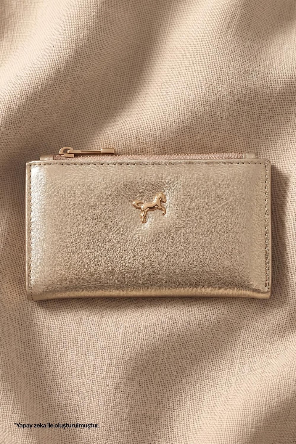 Mini Logolu Gold Cüzdan