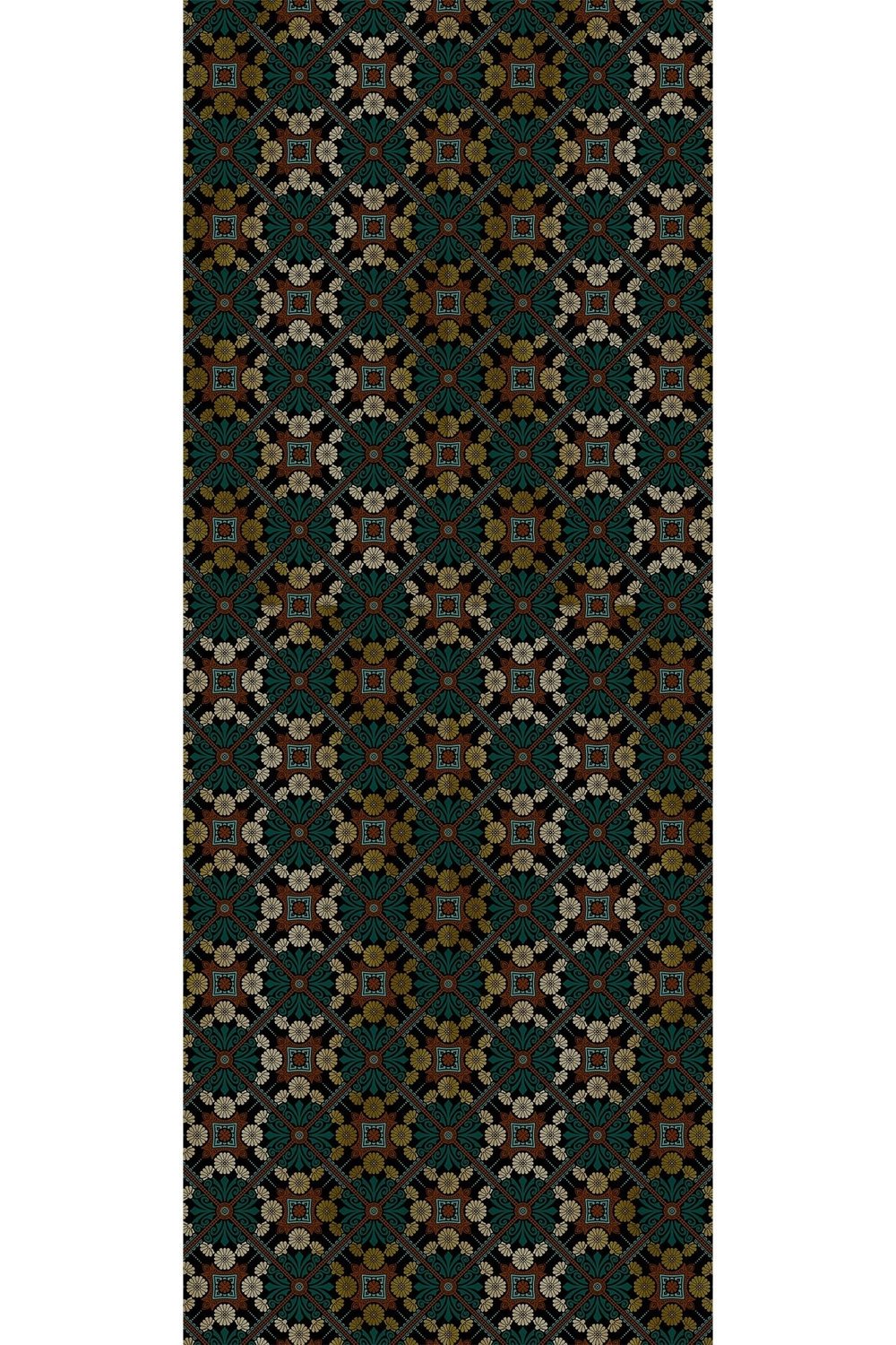 Motif Çiçekli Zümrüt Yeşili Soft Pamuk Şal