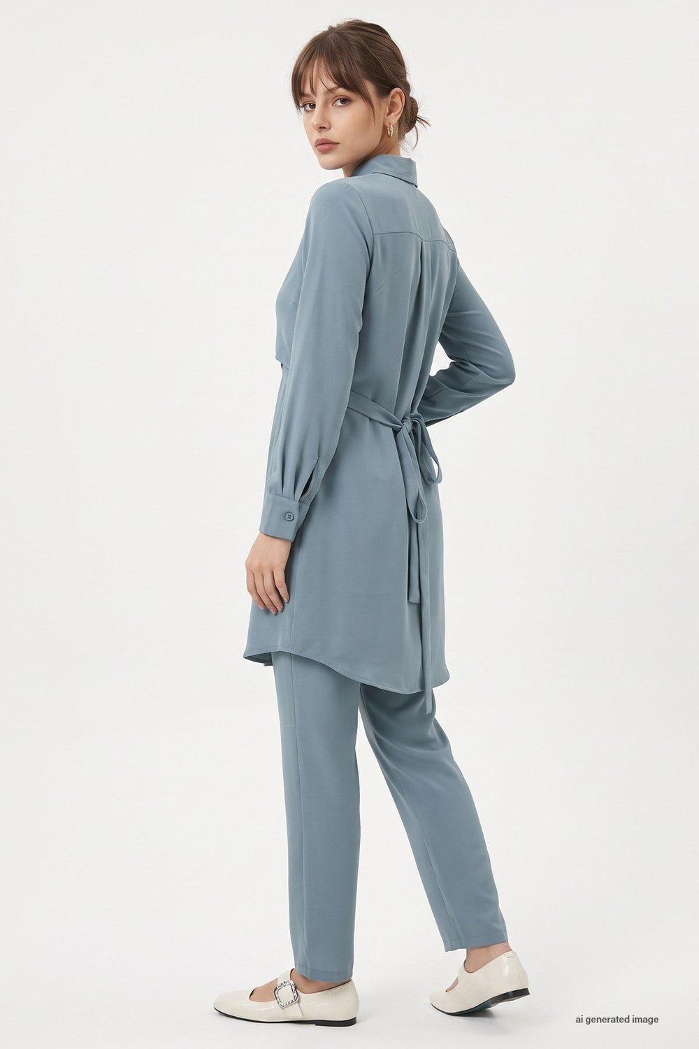 Front-Tied Mint Two-Piece Suit