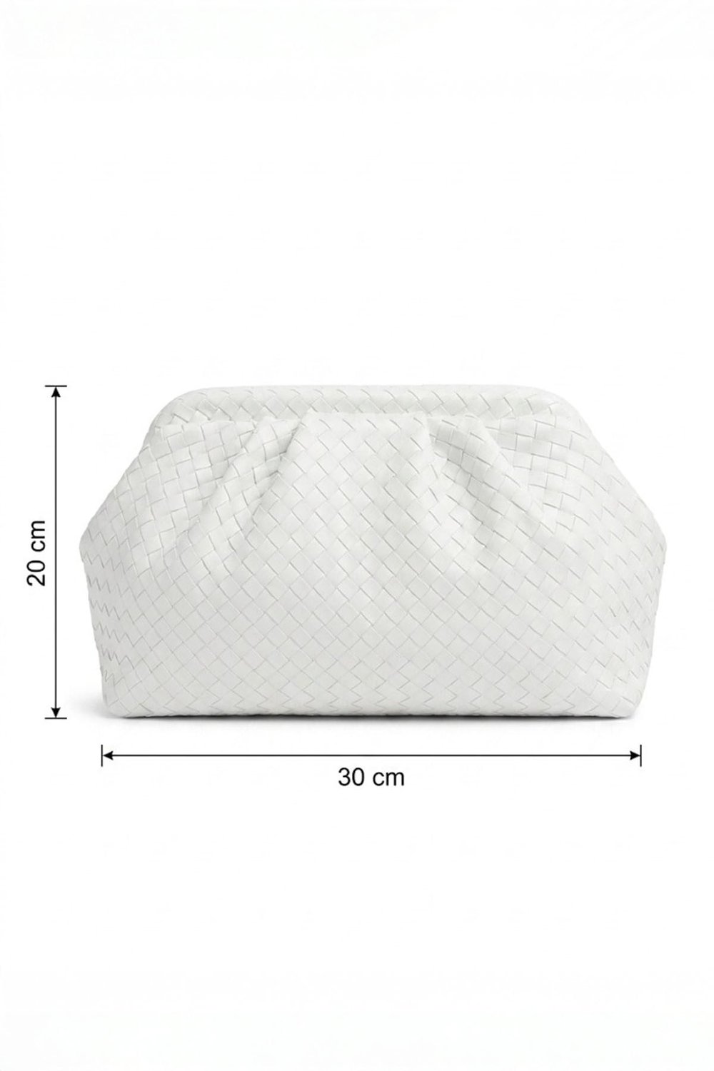 Örgü Desen Dokulu Beyaz Clutch Çanta